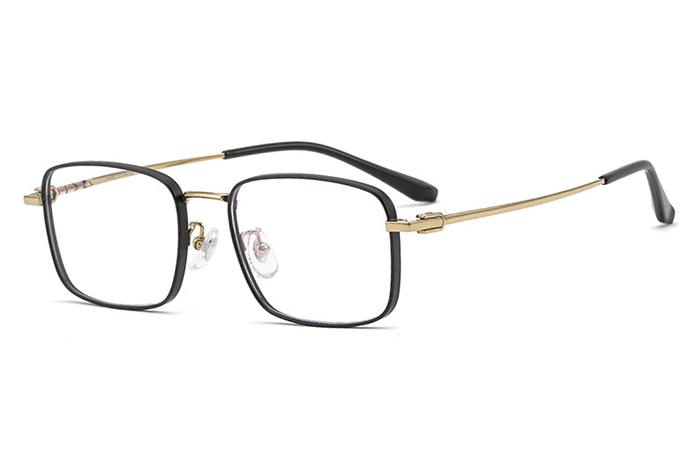 欧杰欧OJO 超轻商务复古眼镜框 男士高端纯钛近视眼镜框 黑金色