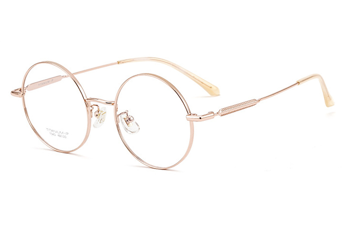 欧杰欧OJO 新款高端纯钛眼镜框 男女正圆复古近视眼镜 金色