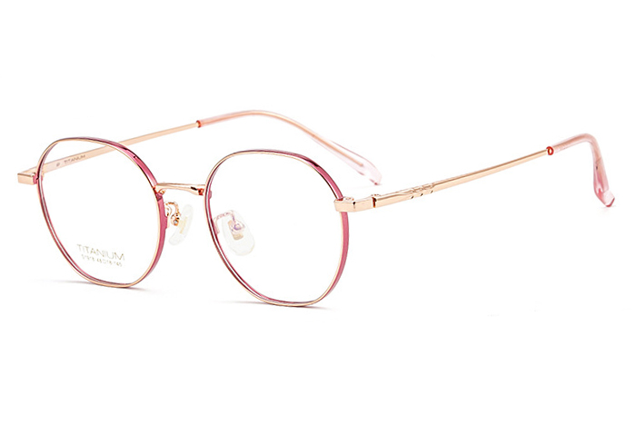 欧杰欧OJO 新款时尚纯钛眼镜框时 男女文艺复古近视眼镜 紫玫金