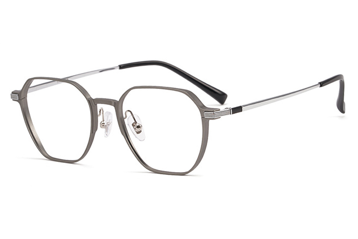 欧杰欧OJO 新款商务铝镁多边形眼镜框 超轻全框近视眼镜架 枪灰色