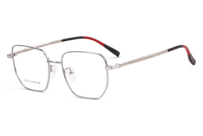 欧杰欧OJO 男女新款板材合金眼镜框 全框多边形复古眼镜架 银色