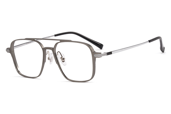 欧杰欧OJO 新款超轻铝镁双梁眼镜框 复古全框近视眼镜架 枪灰