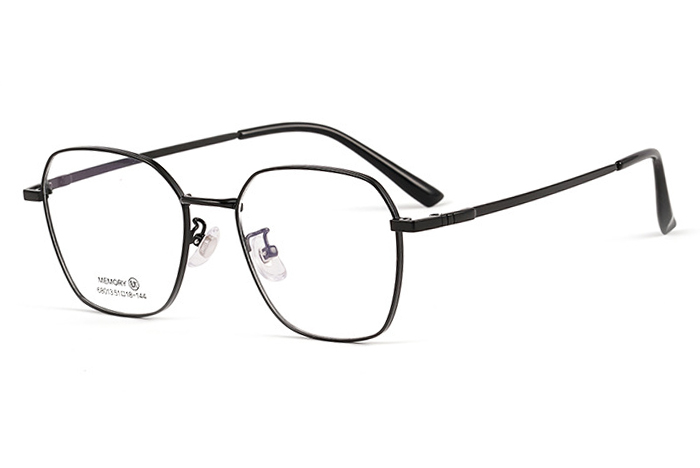 欧杰欧OJO 新款记忆钛复古眼镜框 宽边多边形近视眼镜架 黑色