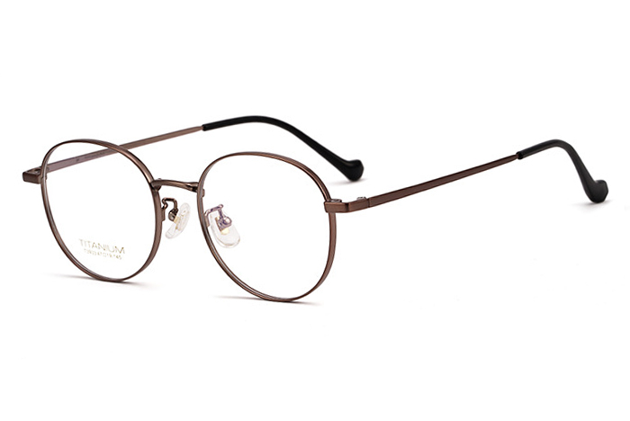 欧杰欧OJO 新款纯钛眼镜框 超轻复古全框宽边近视眼镜 咖啡色