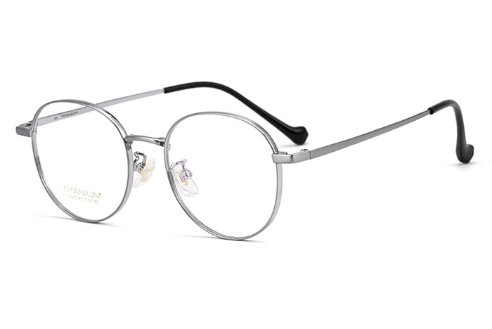 欧杰欧OJO 新款纯钛眼镜框 超轻复古全框宽边近视眼镜 银色