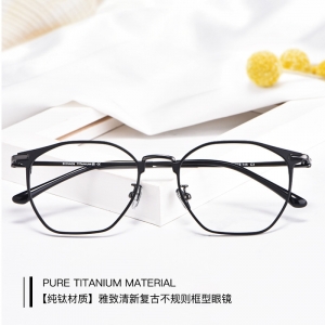 欧杰欧OJO 新款复古纯钛眼镜框 超轻多边形轻奢眼镜架 黑金