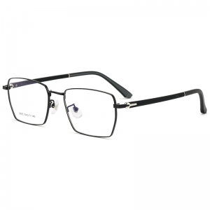欧杰欧OJO 复古男士方形眼镜架 超轻钛合金大框眼镜框 黑银色