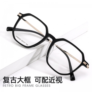 欧杰欧OJO 男女复古板材眼镜架 超轻纯钛近视眼镜框 亮黑