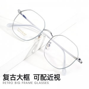欧杰欧OJO 男女复古多边形眼镜框 超轻纯钛宽边镜架 绿银