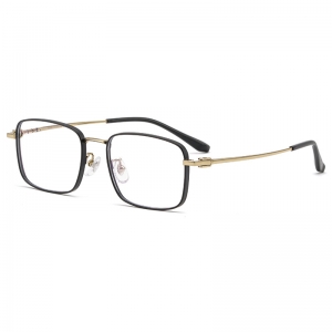 欧杰欧OJO 超轻商务复古眼镜框 男士高端纯钛近视眼镜框 黑银色
