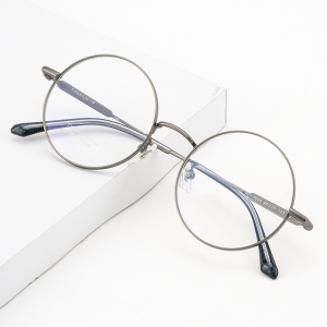 欧杰欧OJO 新款高端纯钛眼镜框 男女正圆复古近视眼镜 黑色