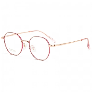 欧杰欧OJO 新款时尚纯钛眼镜框时 男女文艺复古近视眼镜 黑玫金