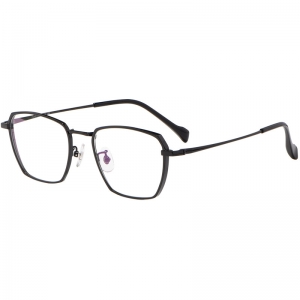 欧杰欧OJO 男士纯钛复古眼镜架 雕刻钛板面框商务近视眼镜 黑色