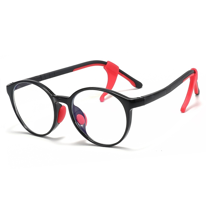 OJO欧杰欧 新款圆框儿童防蓝光眼镜 硅胶鼻托光学镜框 黑色