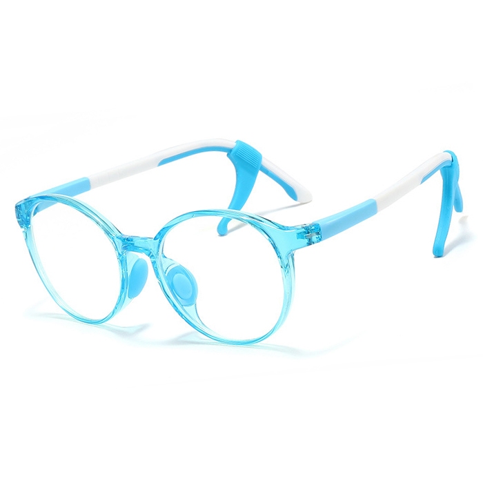 OJO欧杰欧 新款圆框儿童防蓝光眼镜 硅胶鼻托光学镜框 蓝色