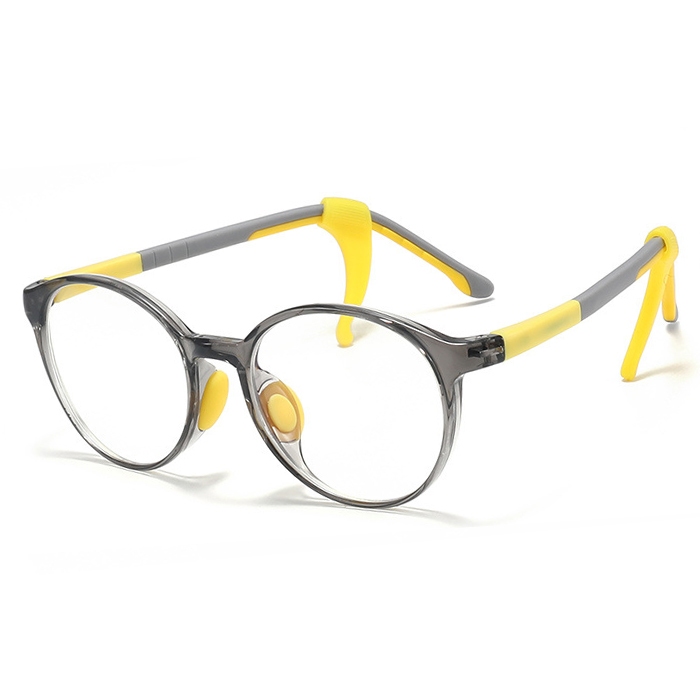 OJO欧杰欧 新款圆框儿童防蓝光眼镜 硅胶鼻托光学镜框 灰色