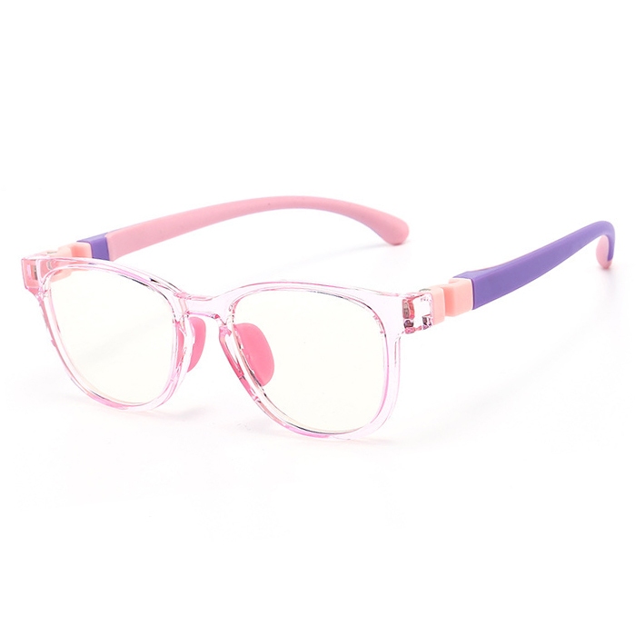 欧杰欧OJO 新款透色儿童防蓝光眼镜 硅胶鼻托时尚眼镜框 透粉色