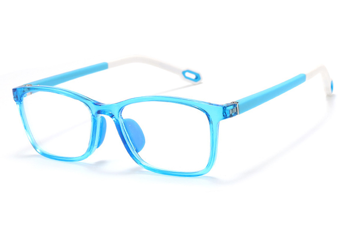 OJO欧杰欧 儿童时尚防蓝光眼镜 个性方框抗蓝光近视镜  蓝白色