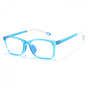 OJO欧杰欧 儿童时尚防蓝光眼镜 个性方框抗蓝光近视镜  蓝白色