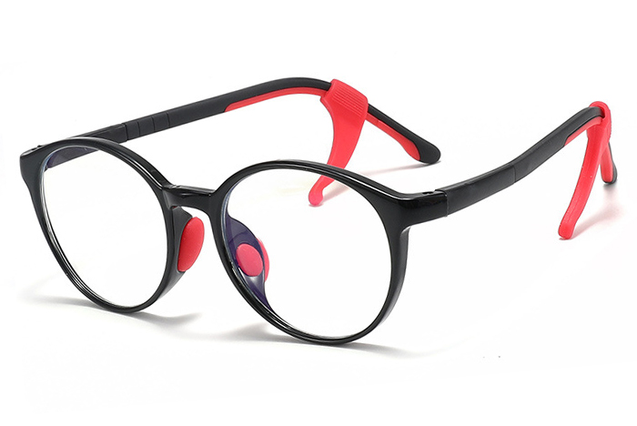 OJO欧杰欧 新款圆框儿童防蓝光眼镜 硅胶鼻托光学镜框 黑色