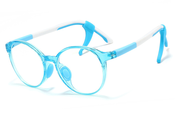 OJO欧杰欧 新款圆框儿童防蓝光眼镜 硅胶鼻托光学镜框 蓝色