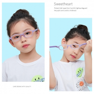 欧杰欧OJO 新款儿童防蓝光眼镜 男女童平光镜超弹硅眼镜 浅粉