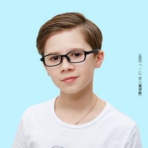 欧杰欧OJO 新款儿童防蓝光眼镜 男女童平光镜超弹硅眼镜 亮黑